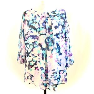 JLopez Blouse - Sequin Tank w/Chiffon Over | SZ 1X